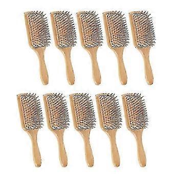Confezione da 10 spazzole per capelli in bambù, antistatiche, districanti, per massaggio del cuoio capelluto, regalo personalizzabile con incisione per le donne.