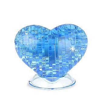 3D Kristallen Hart Puzzel Blauw Doe-het-zelf Legpuzzel Cadeau voor Volwassenen en Kinderen Romantische Valentijnsdecoratie