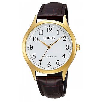 Lorus klassisk første pris kvarts analog menns klokke med cowhide armbånd RRS06VX5