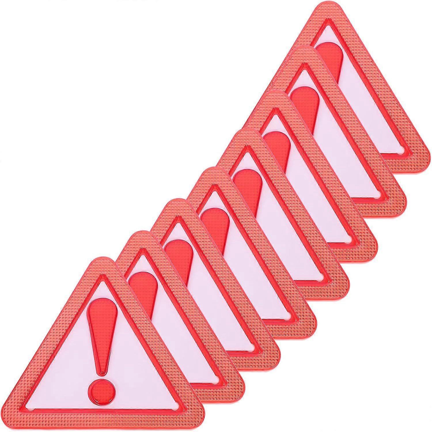 Moving Vehicle Triangle Warning Sign 8pcs Plastic Red Reflective