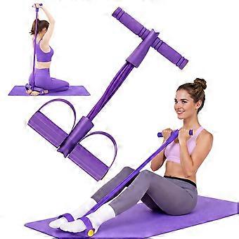 Trekband met 6 tubes, buiktrainer voor thuis, weerstandsband met handgrepen