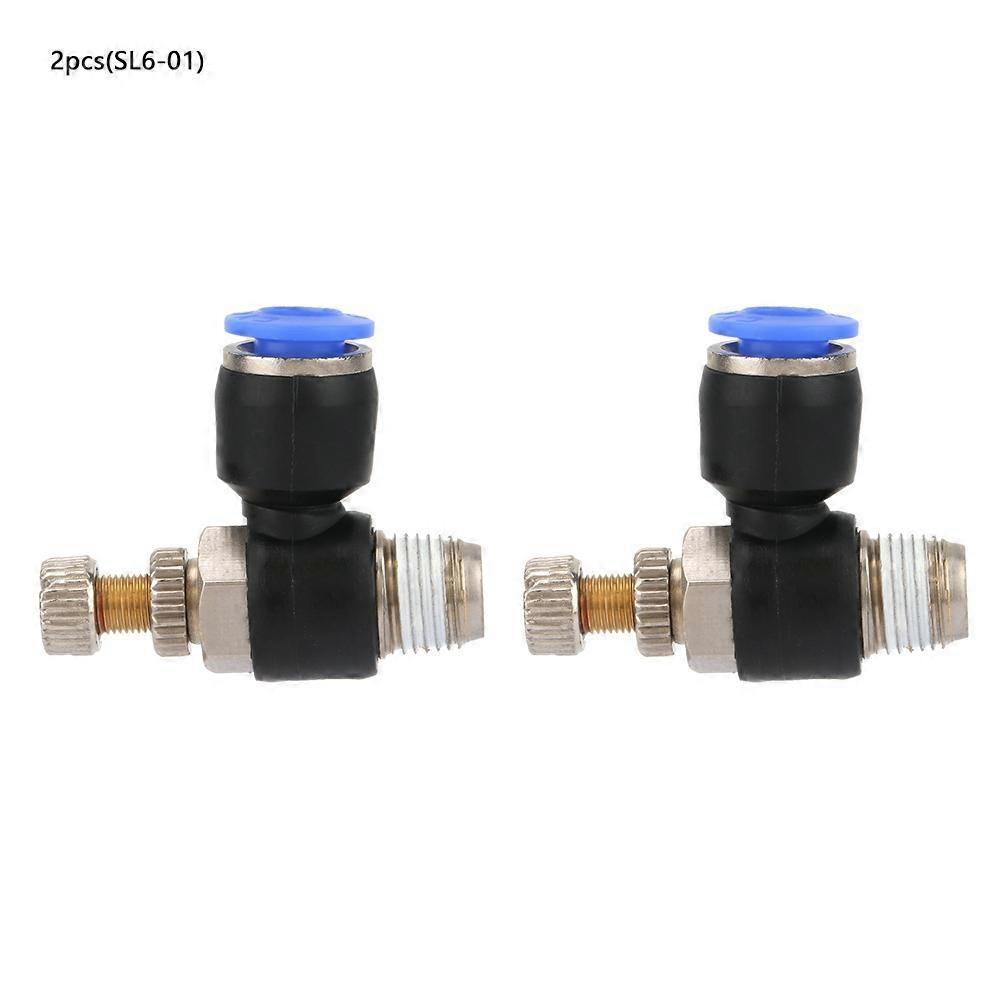 2pcs Tube     Speed Controller Pipe Pneumatic Fitting Regulator Valve SL6-01