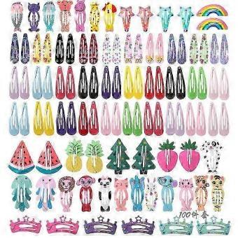 100Pcs Colorful Metal Snap Barrettes