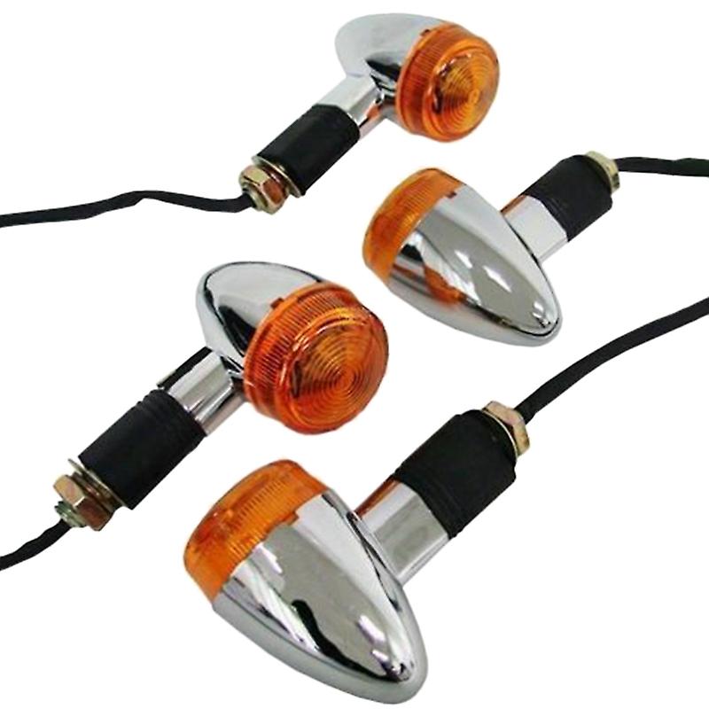 Motorcycle Turn Signals Chrome Front Rear Lights for Bobber Chopper(4Pcs)