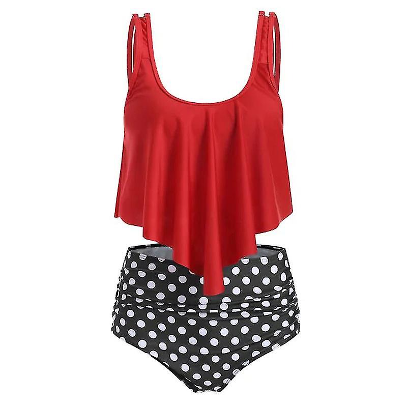 Swimwear Ruffles Women Swimsuits Two Piece Sets Printed Beachwear High Waist Bikini Set J