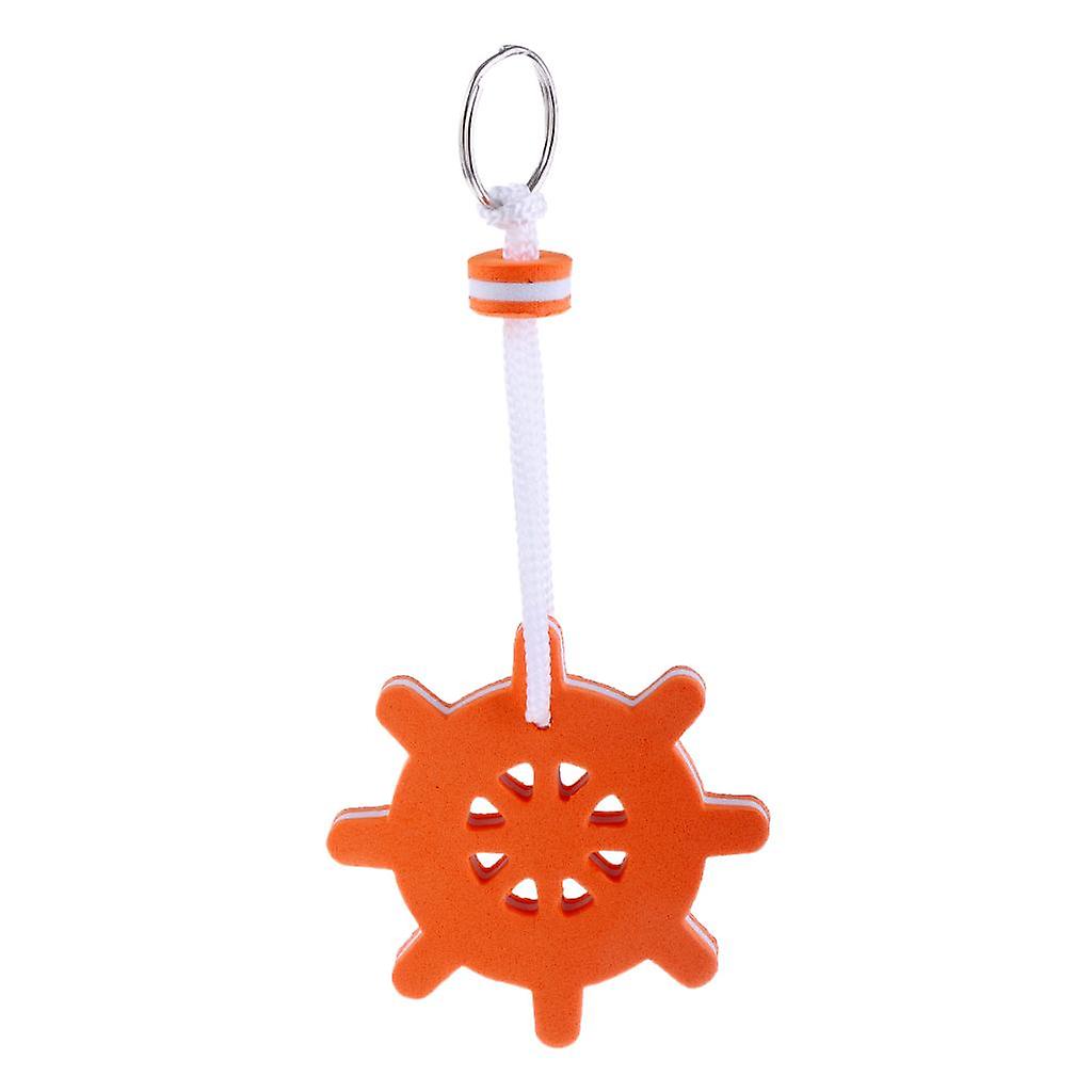 Steering Wheel Shaped Marine Boating Keyring Floating Key Ring Float Orange