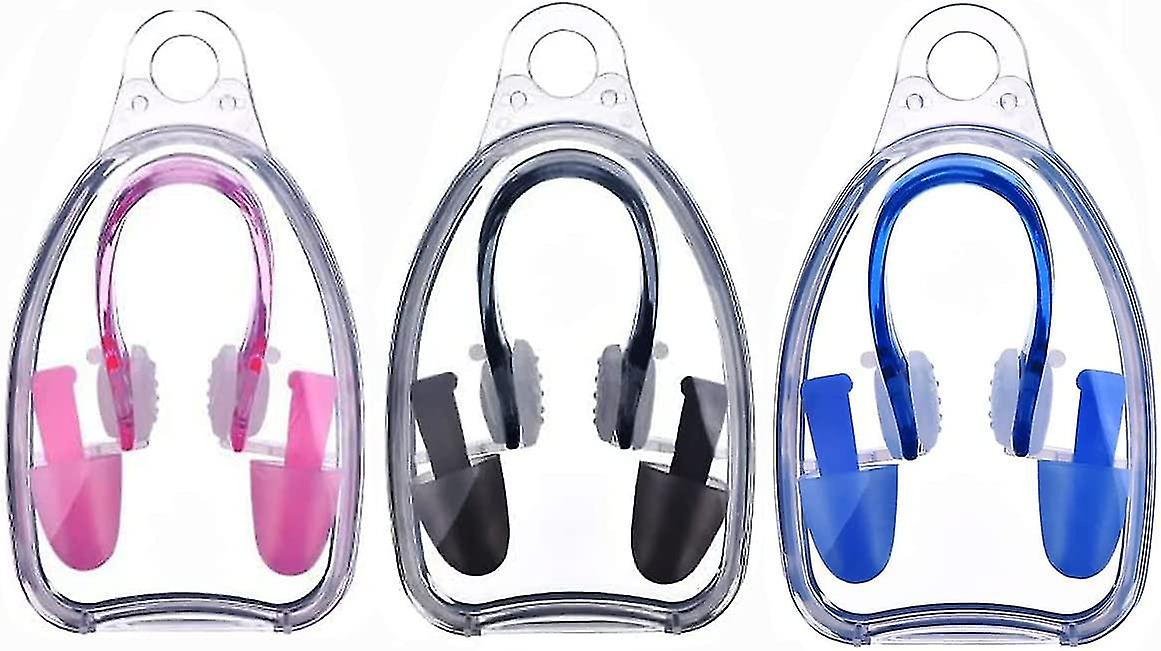 3 st kiselgel näsklämmor och öronproppar uppsättningar för simning