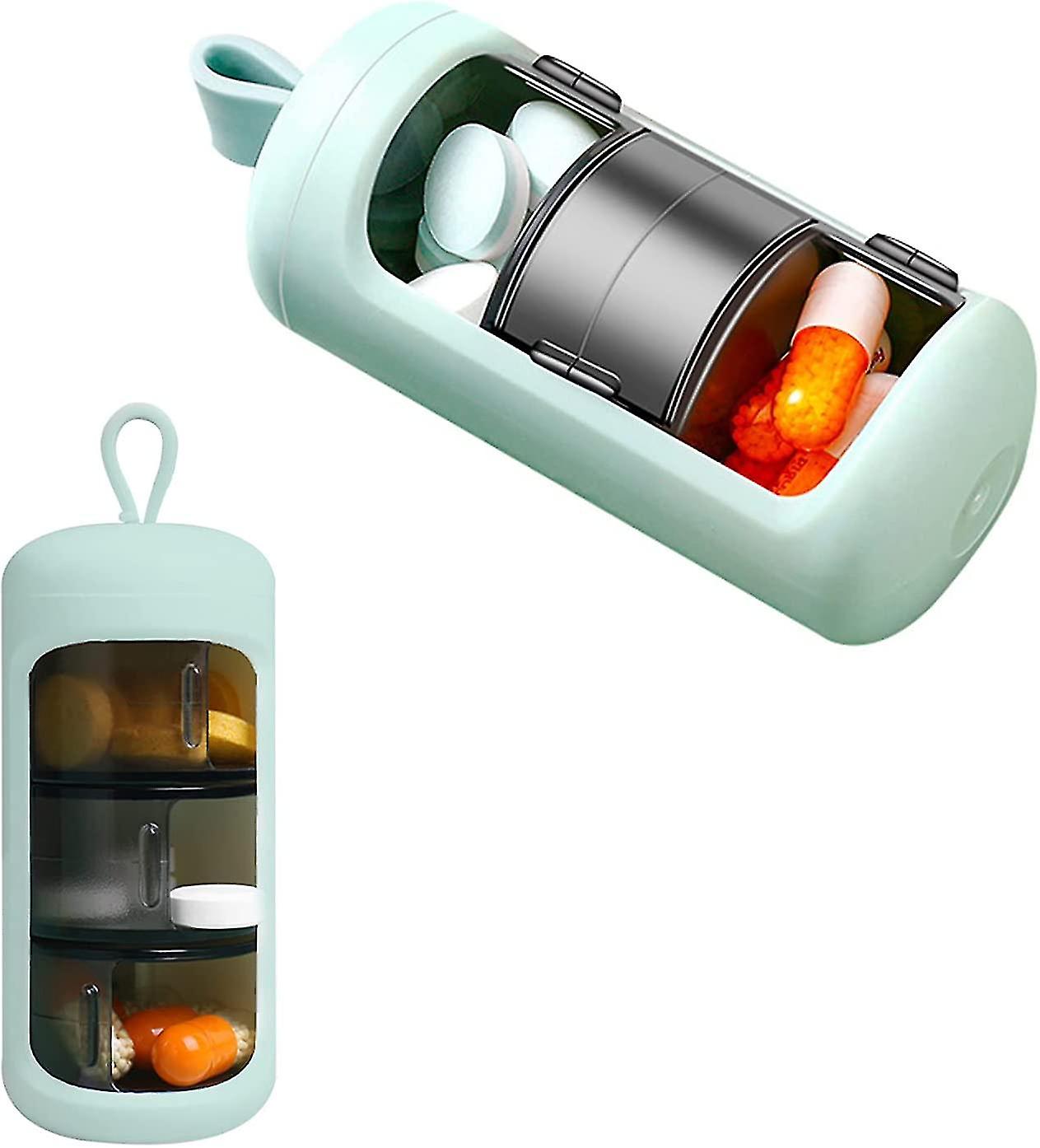 Pill Box , Portable Keychain Mini Tablet Organiser, 3 Compartment Large Capacity Pill Dispenser1pcs