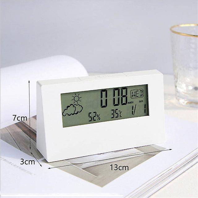 Lcd Clock Temperature And Humidity Meter Electronic Alarm Clock Weather Station Display Children Students Mini Alarm