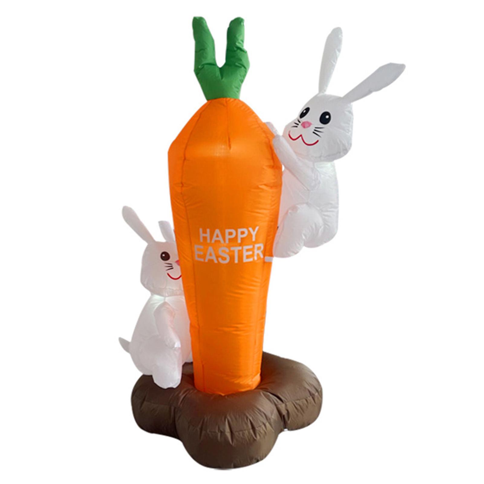 Easter Inflatables Bunny With Carrot Build-in Led Bunny Holiday Decoration For Holiday Party Yard Garden