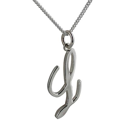 Silver 26x13mm initial L with a curb Chain 24 inches