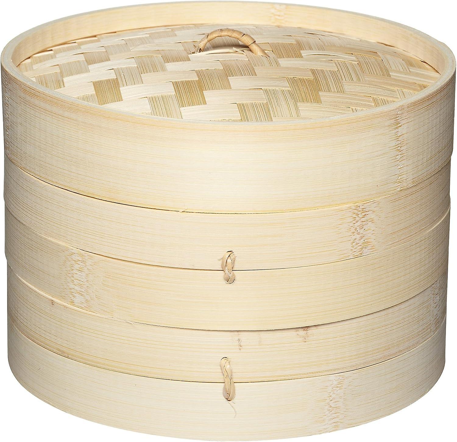 Pure Oriental Bamboo 2-Tier Steamer Basket Includes Lid