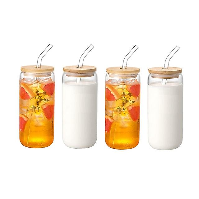 Clear Frosted Sublimation Blanks Glass Mason Jar Beer Can Glass Cup With Bamboo Lid