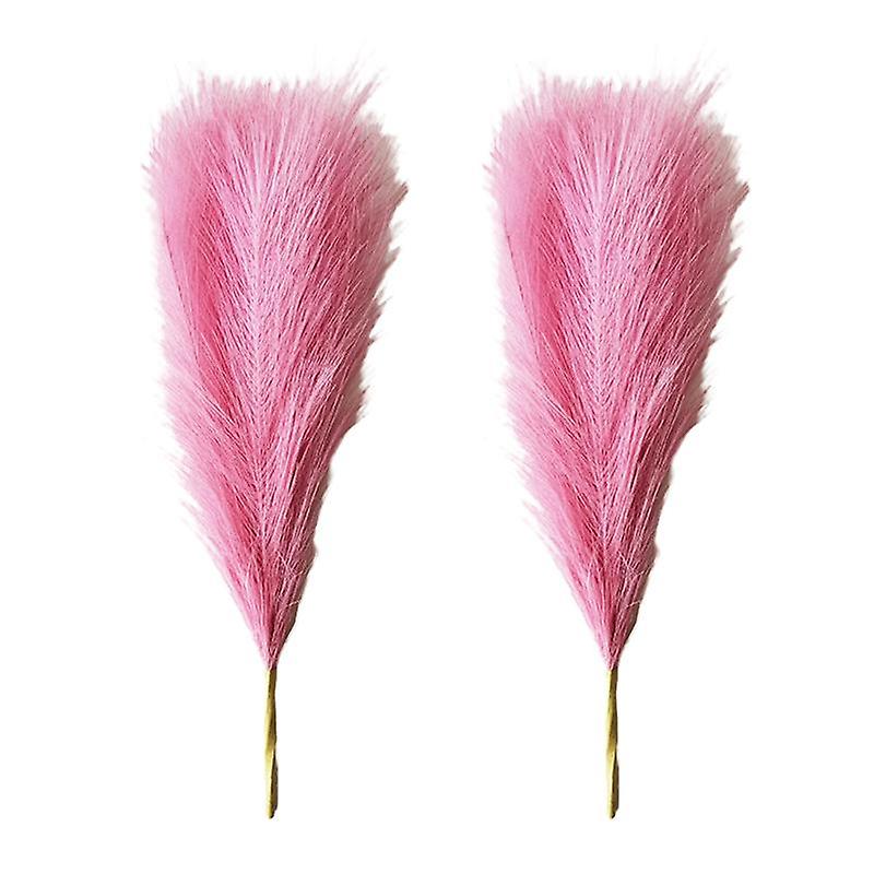 2Pcs Artificial Pampas Grass Exquisite Layout Props Faux Silk Flower No-watering Fluffy Artificial P