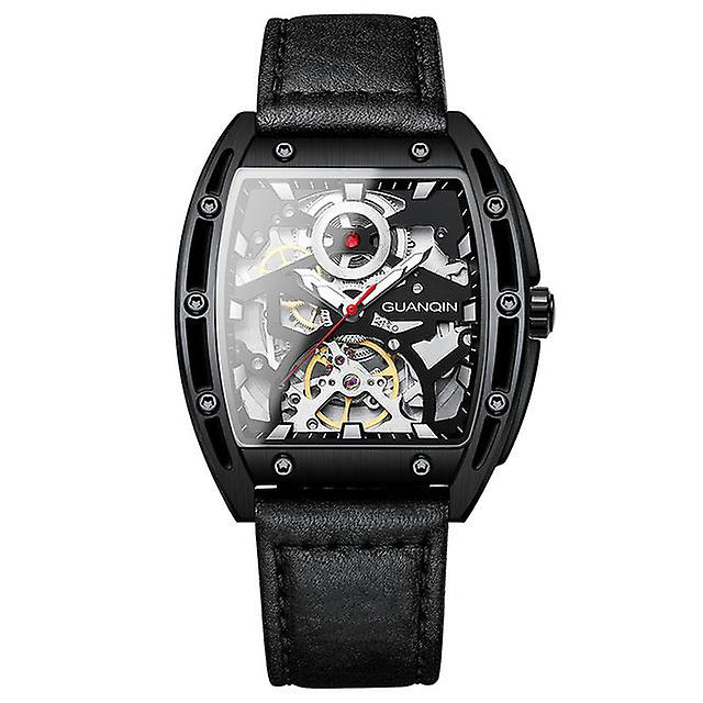 Guanqin Brand Mechanical Automation Watch For Men Steel Shell Waterproof Leather Men's Watches Sapphire Mirror Luminous Clock