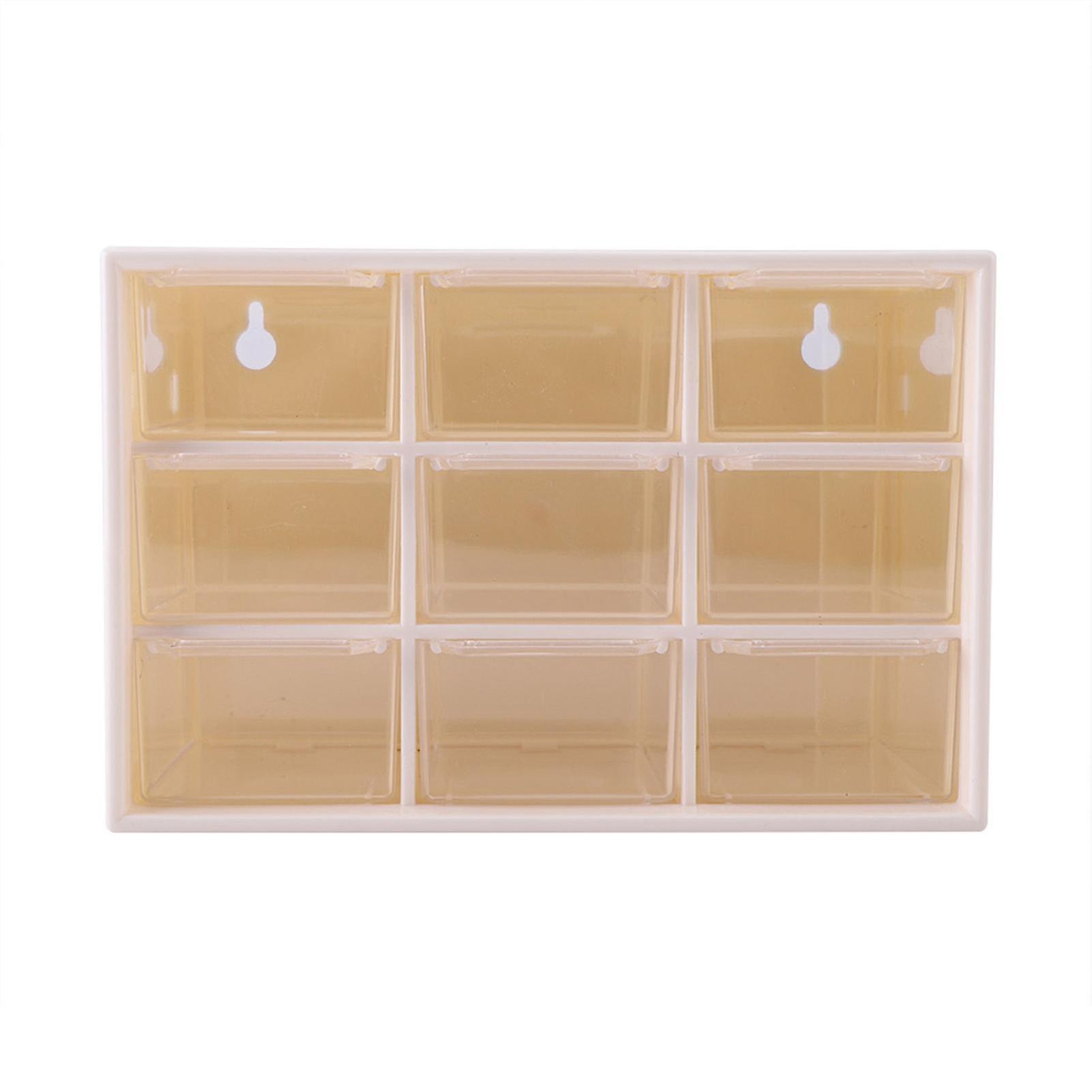 Portable Plastic 9 Lattice Mini Cabinets Drawer Jewelry Cosmetic Storage Box White