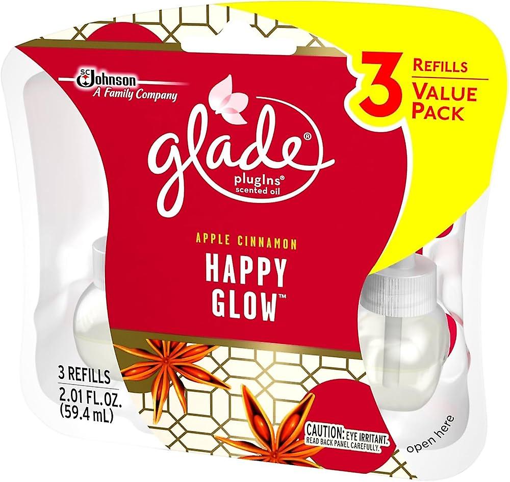 3 x Glade sähköpistoke täyttö Apple Cinnamon Happy Glow