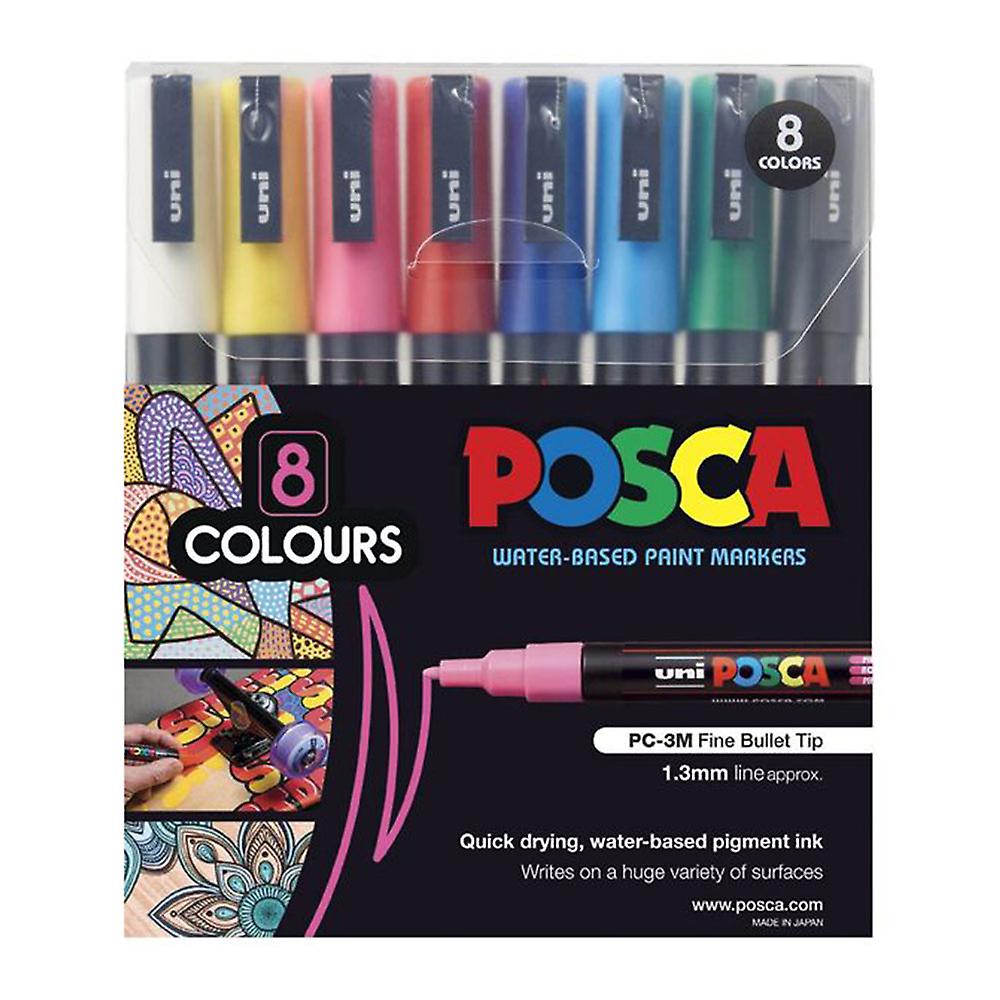 Uni Posca PC3M Bullet Tip Marker Water Based Pigments Non toxic ink Pack of 8