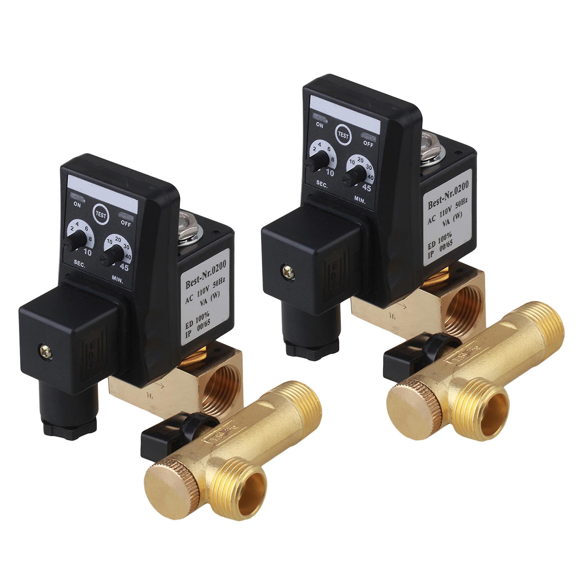 2 x AC110V Electronic Separated Automatic Timed Drain Valve 1/2Inch