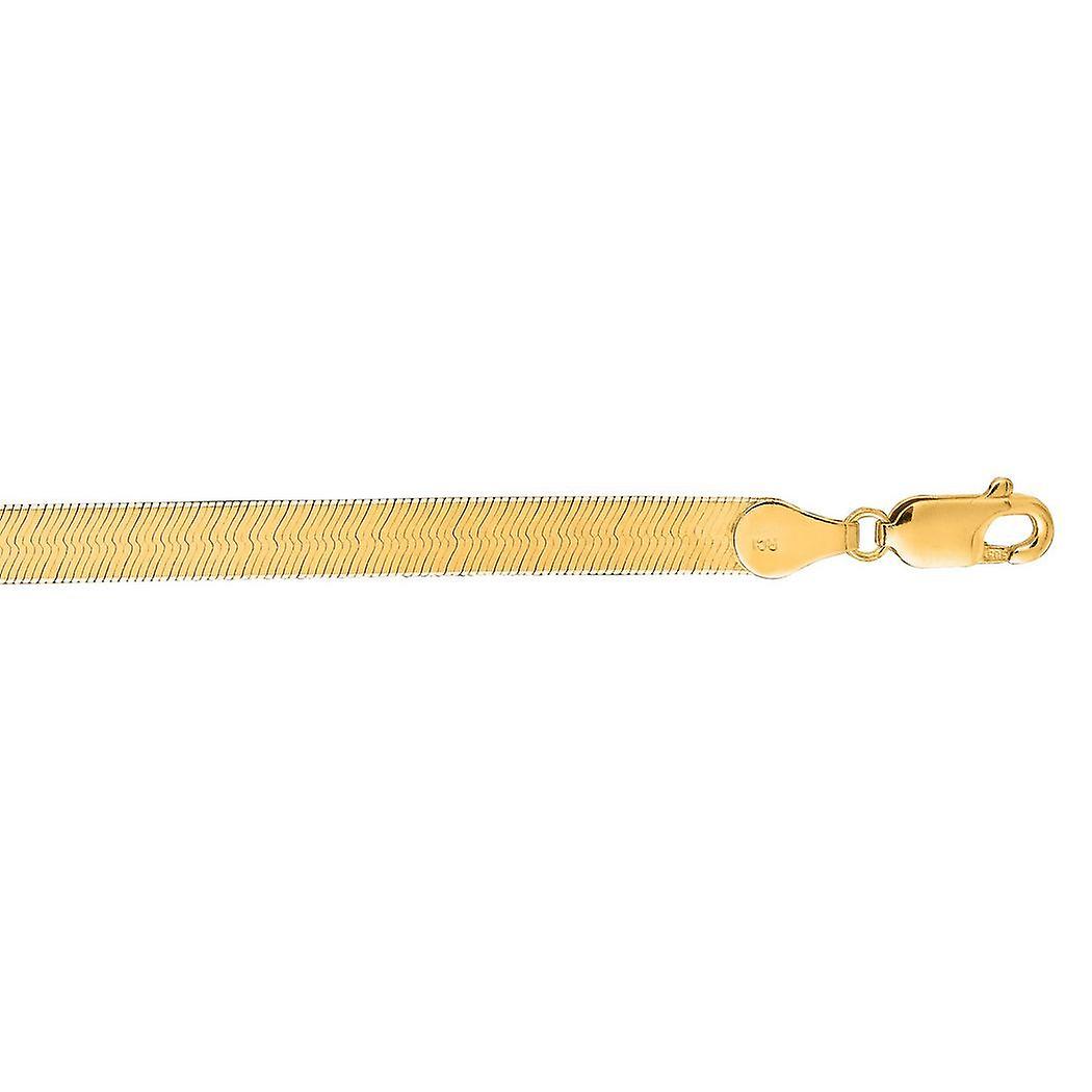 Pulseira de ouro amarelo 10k com corrente espinha de peixe de 3,8 mm e 7 polegadas (18 cm) para mulheres e homens - Comprimento: 7 a 8 polegadas (18 a 20 cm)