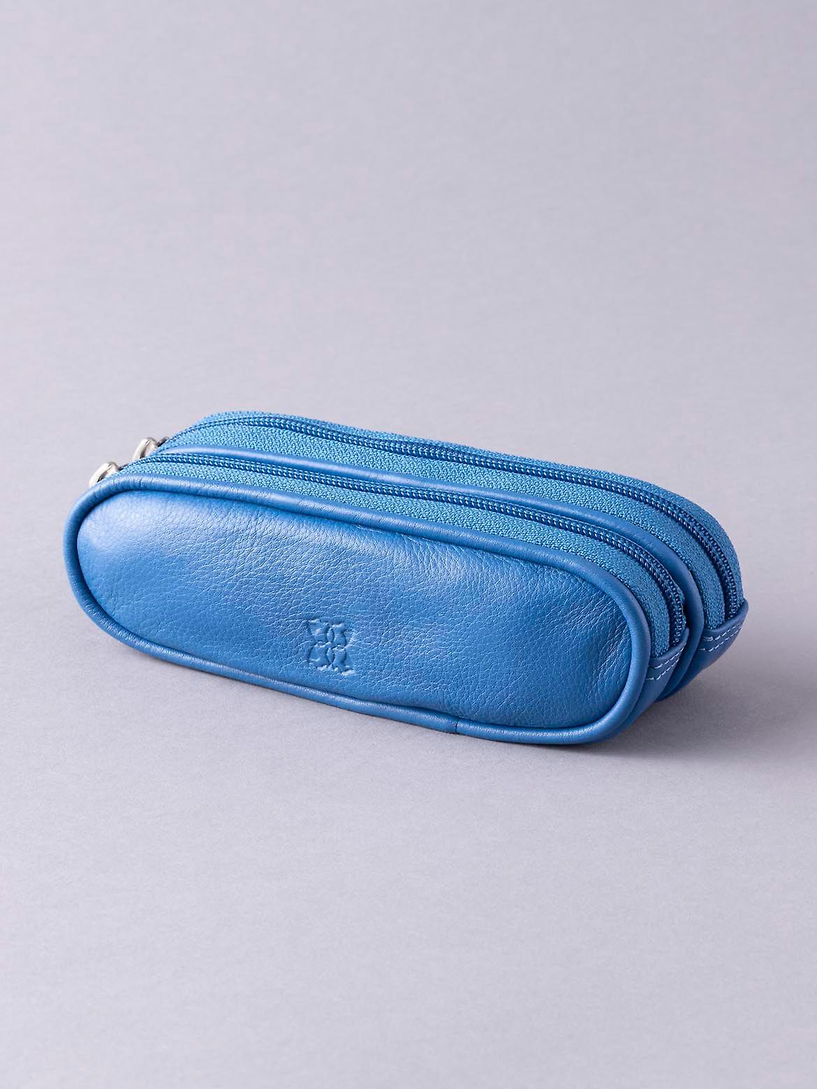 Leather Double Glasses Case in Blue