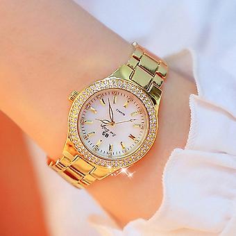 BS Bee Schwester FA1258 Frauen Rundes Gehäuse Diamantlegierung Armband Uhr (Gold)