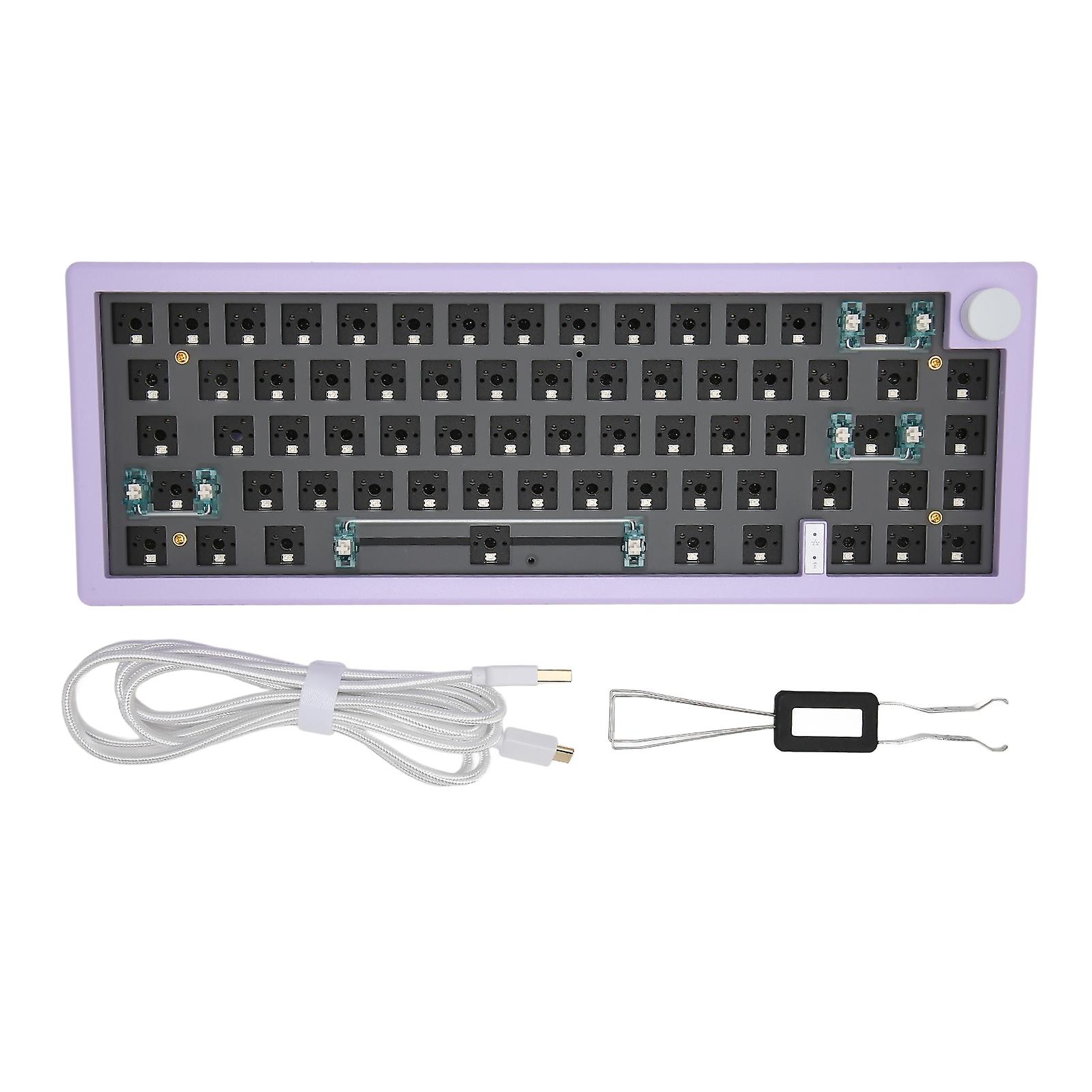67 Keys DIY Mechanical Keyboard Kit with RGB Switch, 2.4GHz Wireless, Bluetooth 5.0, Type-C, Wired, Hot-Swappable, Barebone Keyboard, Purple