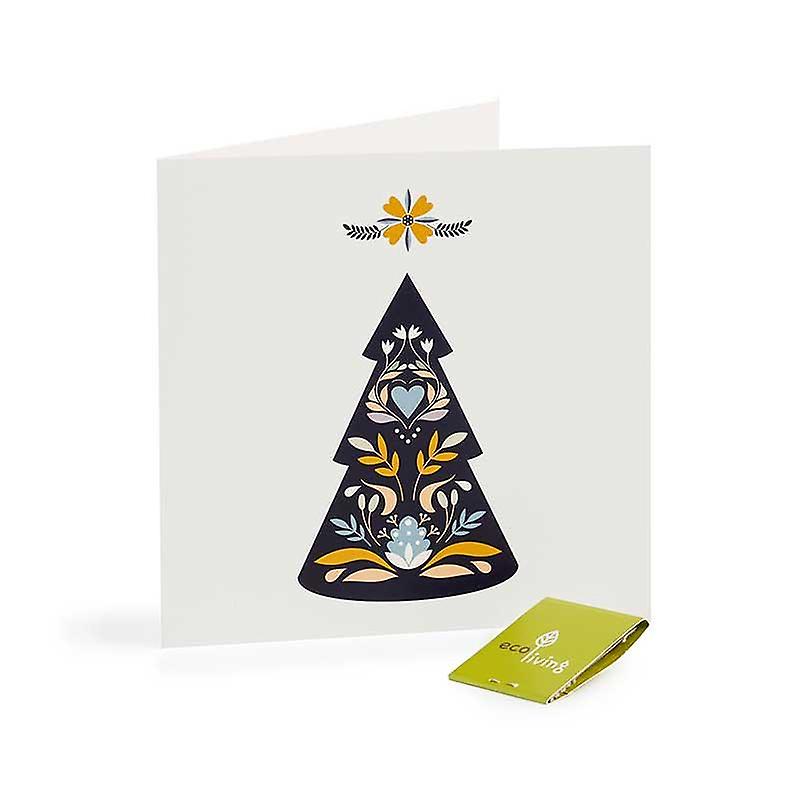 Recycled Scandinavian Folk Christmas Card - Tree