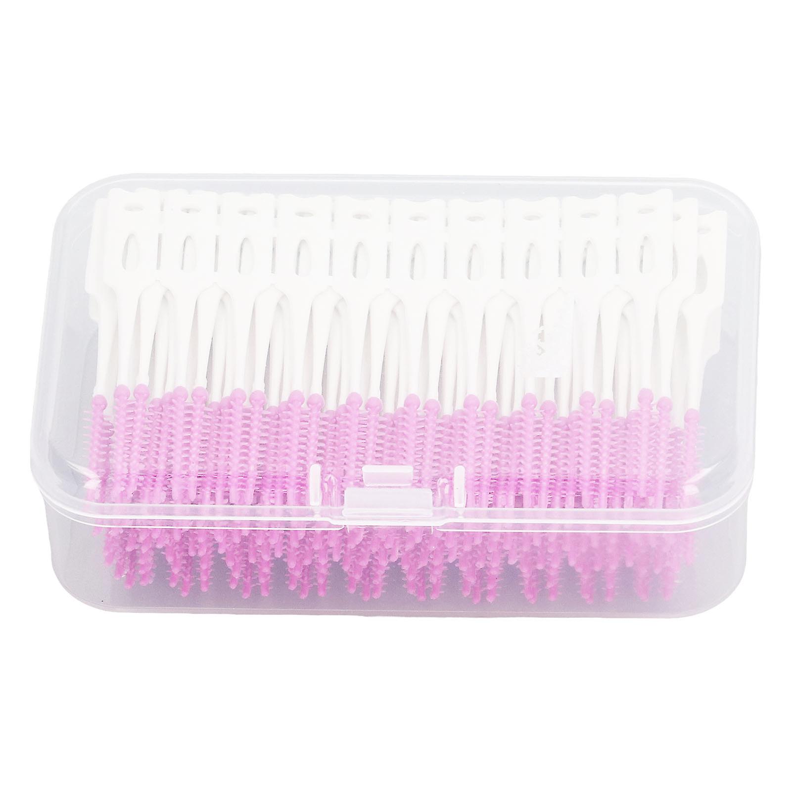 Lot de 200 brosses interdentaires jetables en silicone souple, fil dentaire de nettoyage, cure-dents pour soins bucco-dentaires, violet