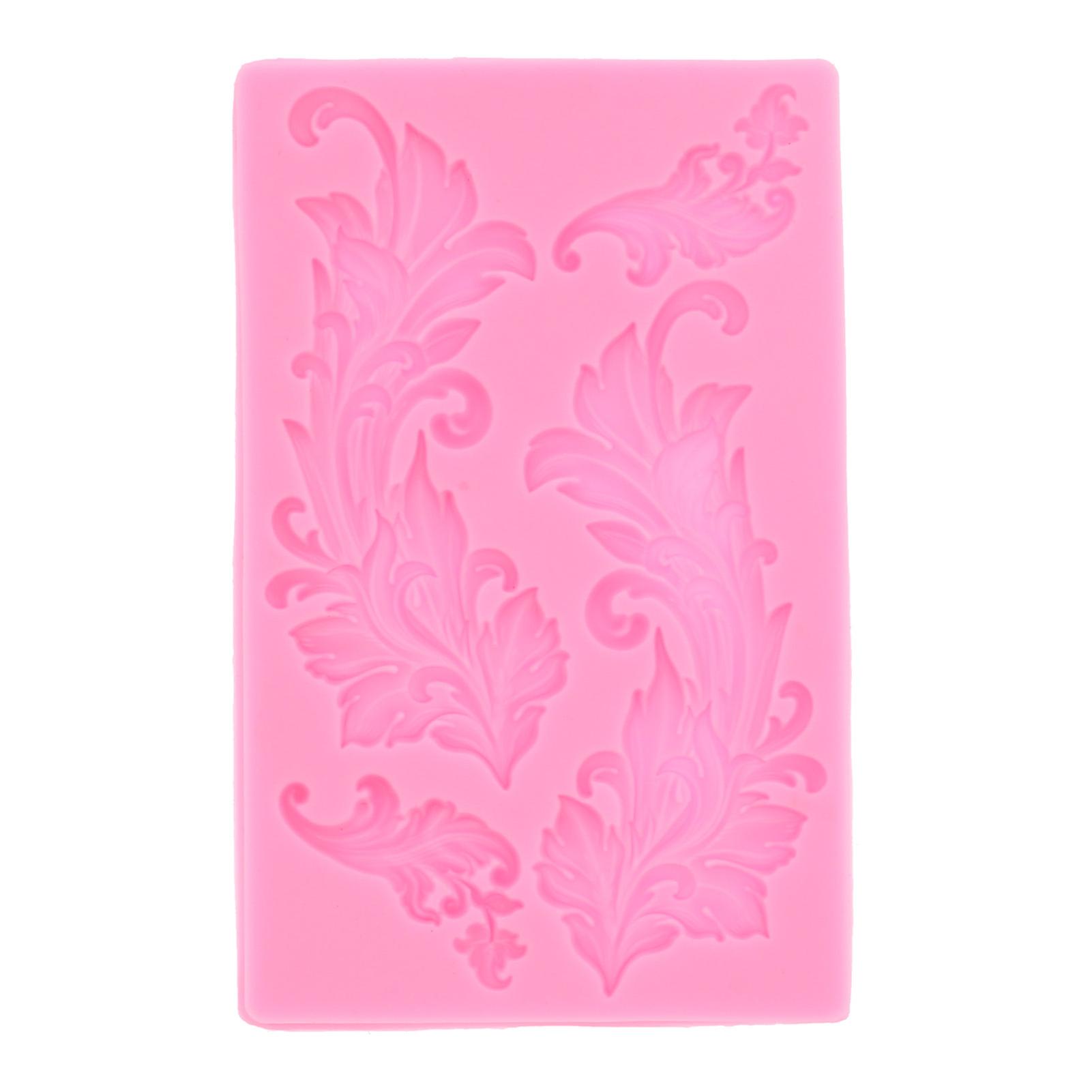 Embossed Silicone Mold Tree Leaf Pattern for Chocolate Cake Baking, Flexible Nonstick Kitchen Mold for Home Bakery Pink