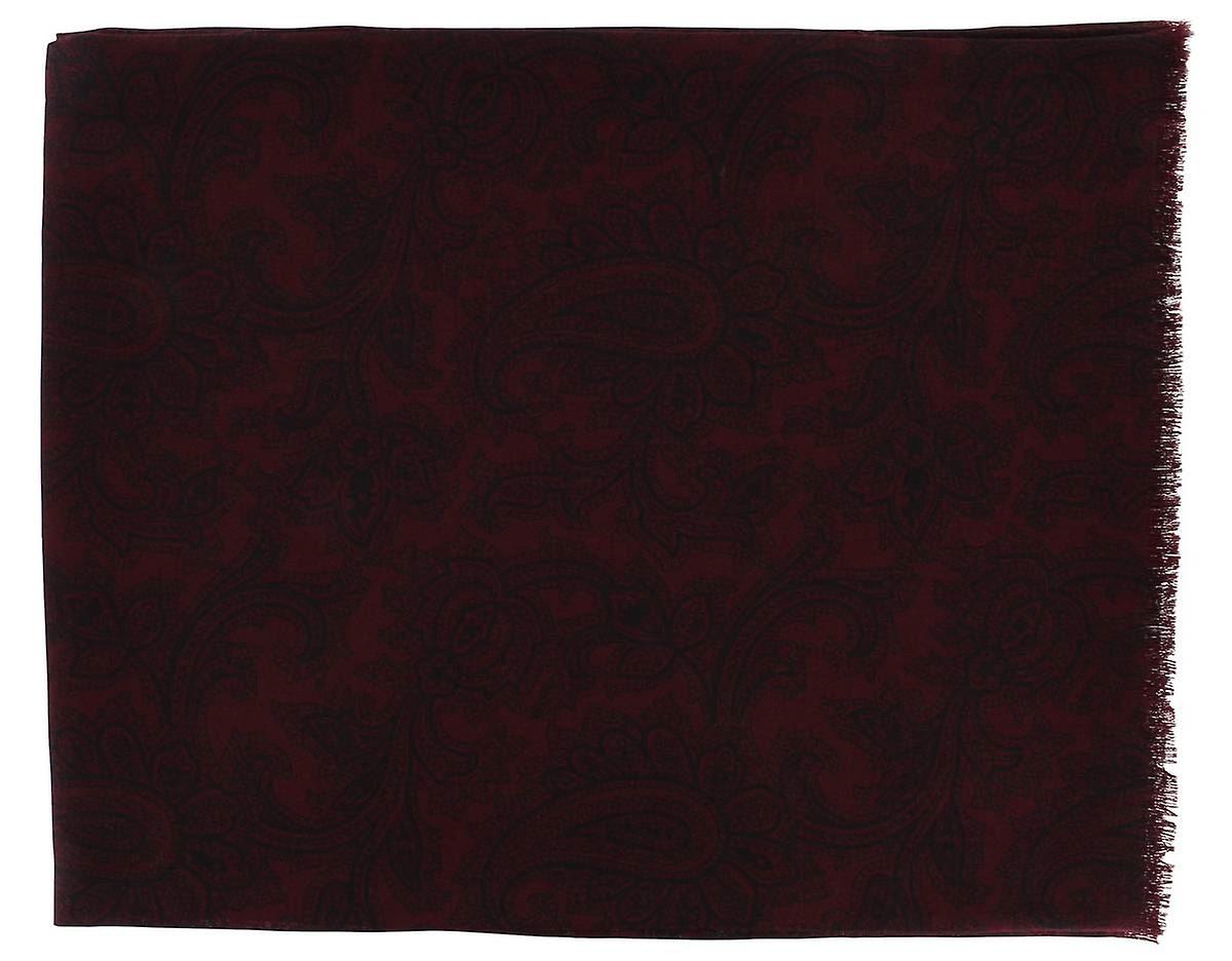 Michelsons of London Paisley Wool Scarf - Wine/Black