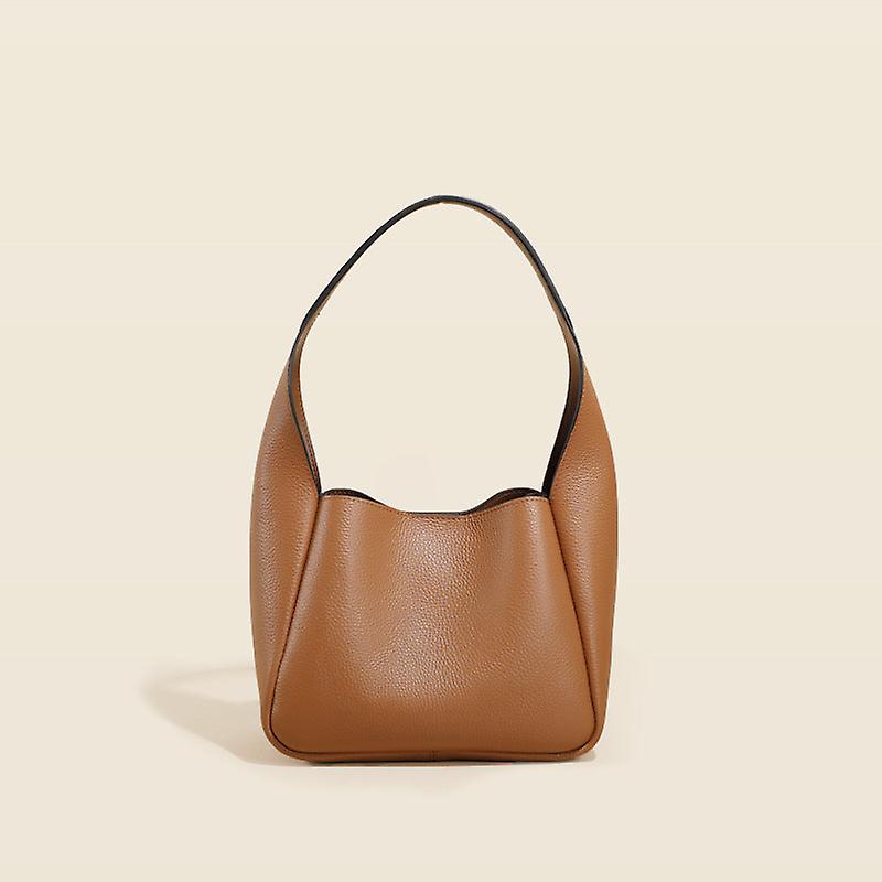 Women Ladies Handbag Genuine Leather First Layer Cowhide Bucket Bag Vegetable Basket Versatile Niche Commuter