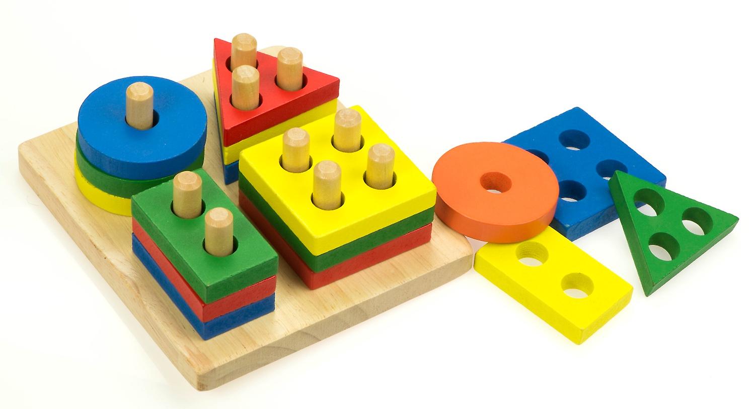 Wood Sorter Dexterity Puzzle 4 Towers