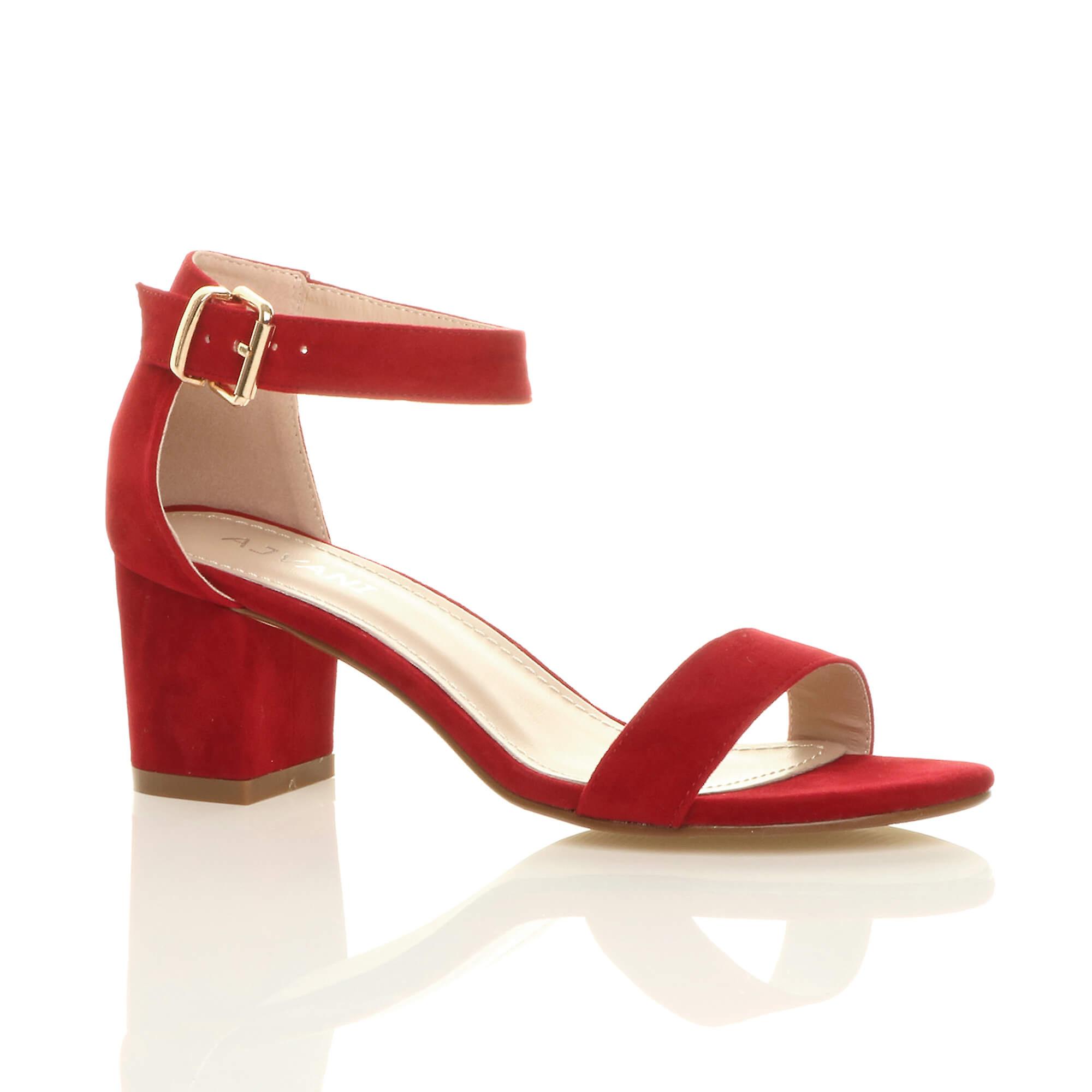 Ajvani womens low mid block heel ankle strap buckle wedding bridesmaid evening party strappy sandals