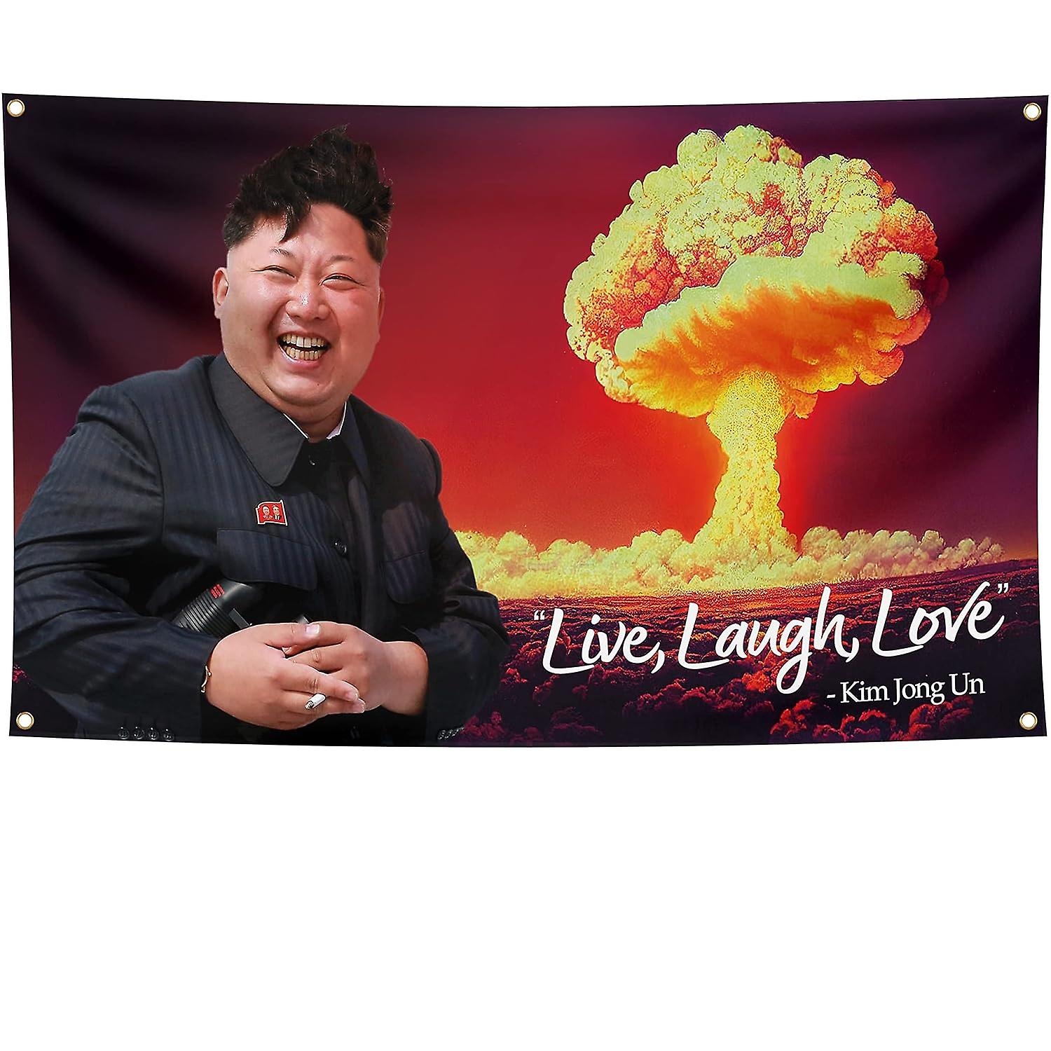 Kim Jong Un Live Laugh Love Flag Funny Meme Flag for Bedroom or College ...