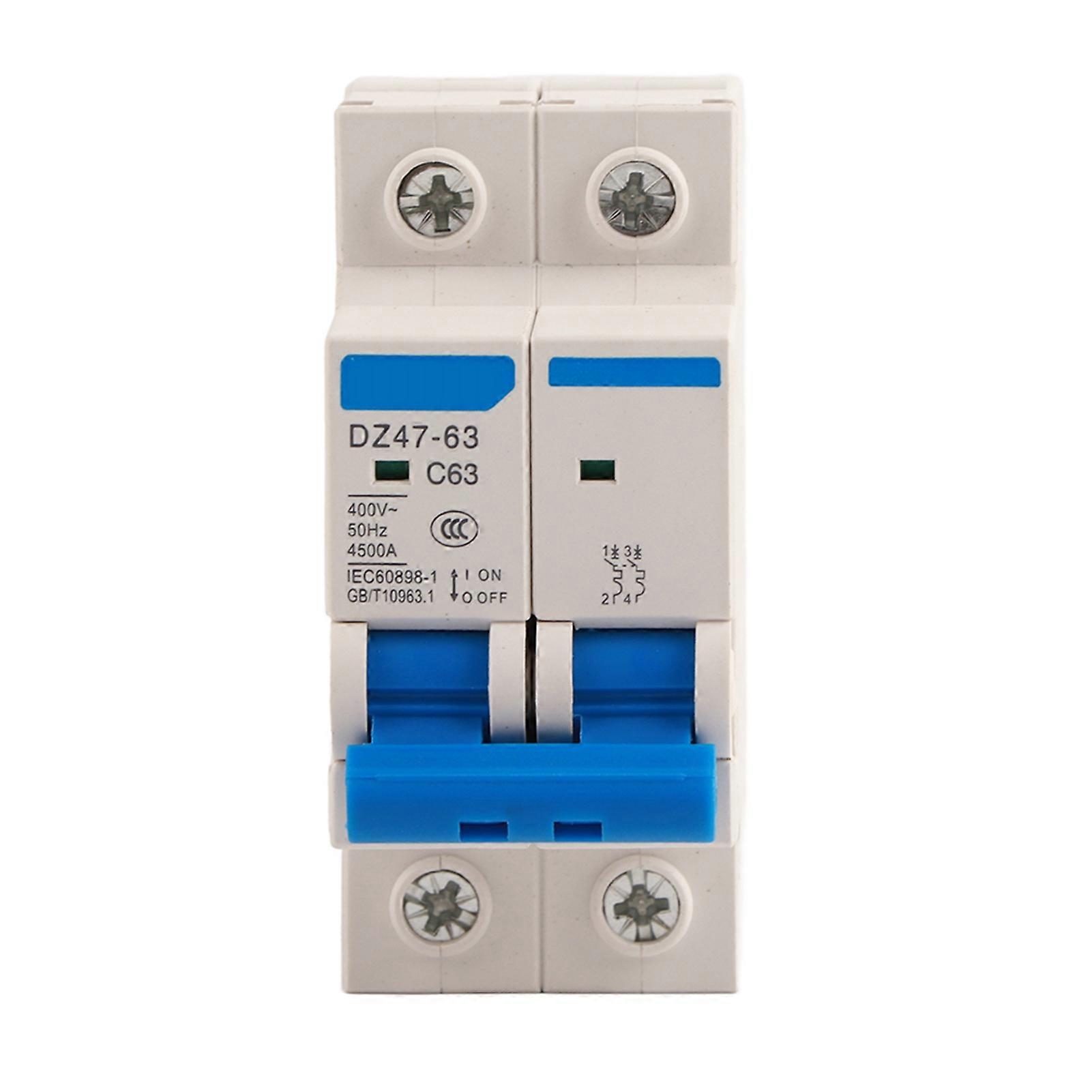 DZ47?63 2P Miniature Circuit Breaker Leakage Protection Air Switch 400VAC(63A)