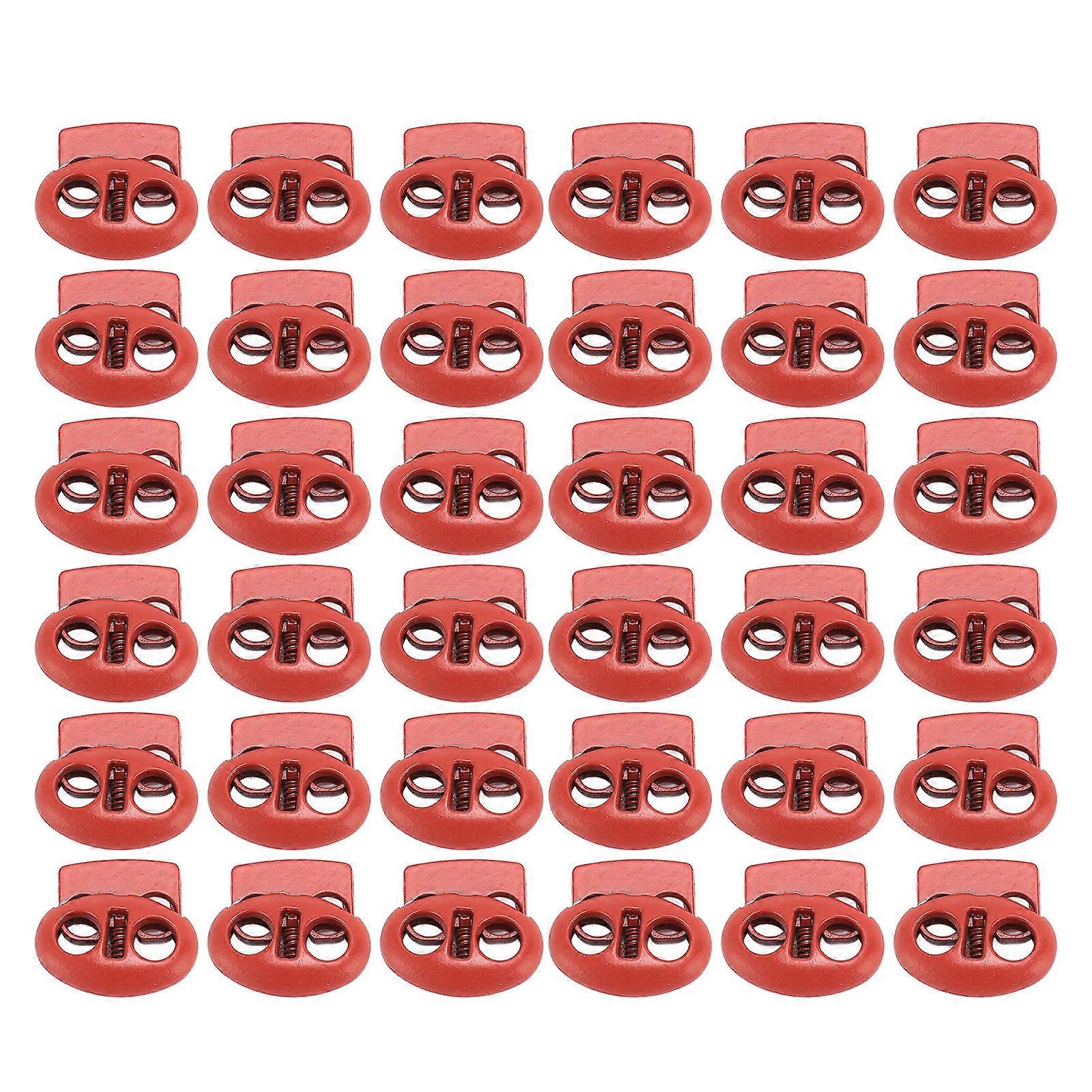 30pcs Spring Cord Lock Multipurpose Double Hole Spring Toggle Stopper for Shoelace Drawstrings Paracord Bags Clothing Orange