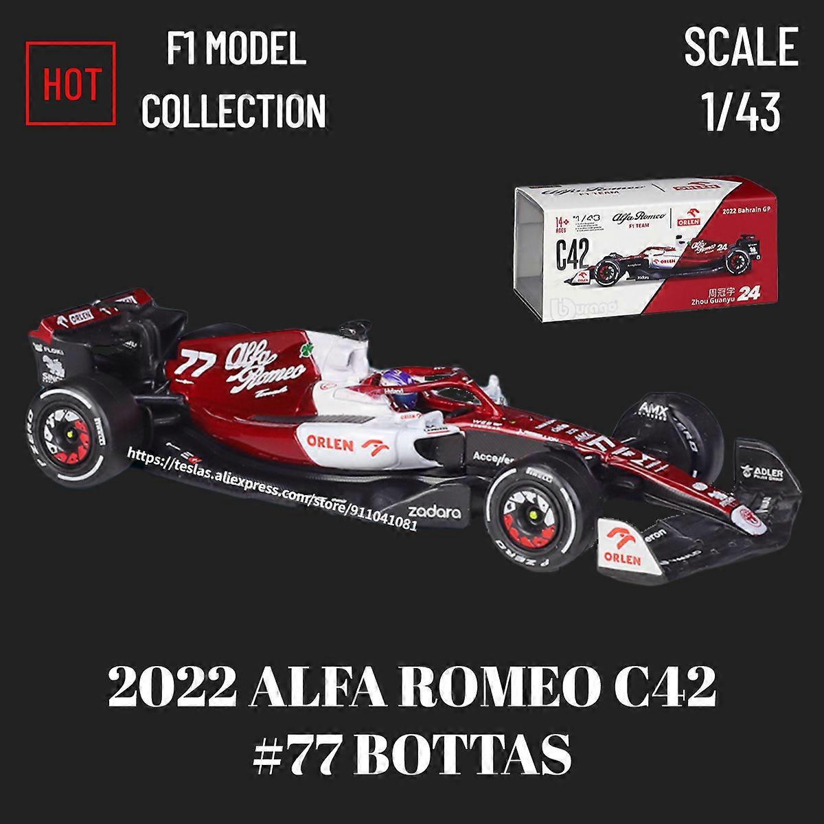 2022 F1 Car Model with Case Helmet, Scale Mercedes W13 Alfa Romeo Red Bull Racing Formula 1 Diecast Toy
