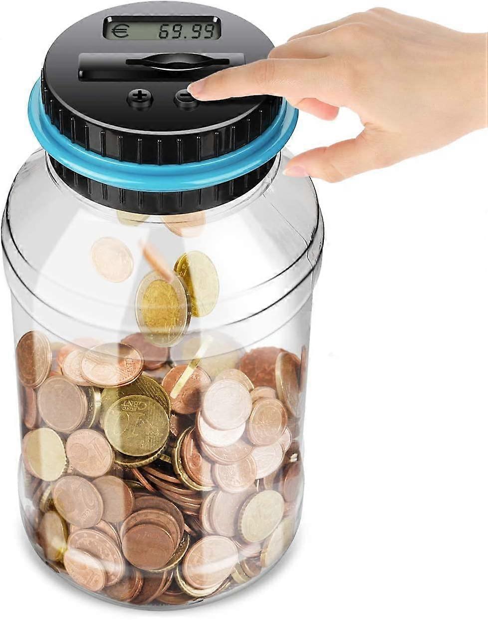 Digital Piggy Bank Counter Automatic Coin Counting Piggy Bank Saver Pot Container with LCD Display and Large Capacity for Kids Adults (1.8 Liter)
