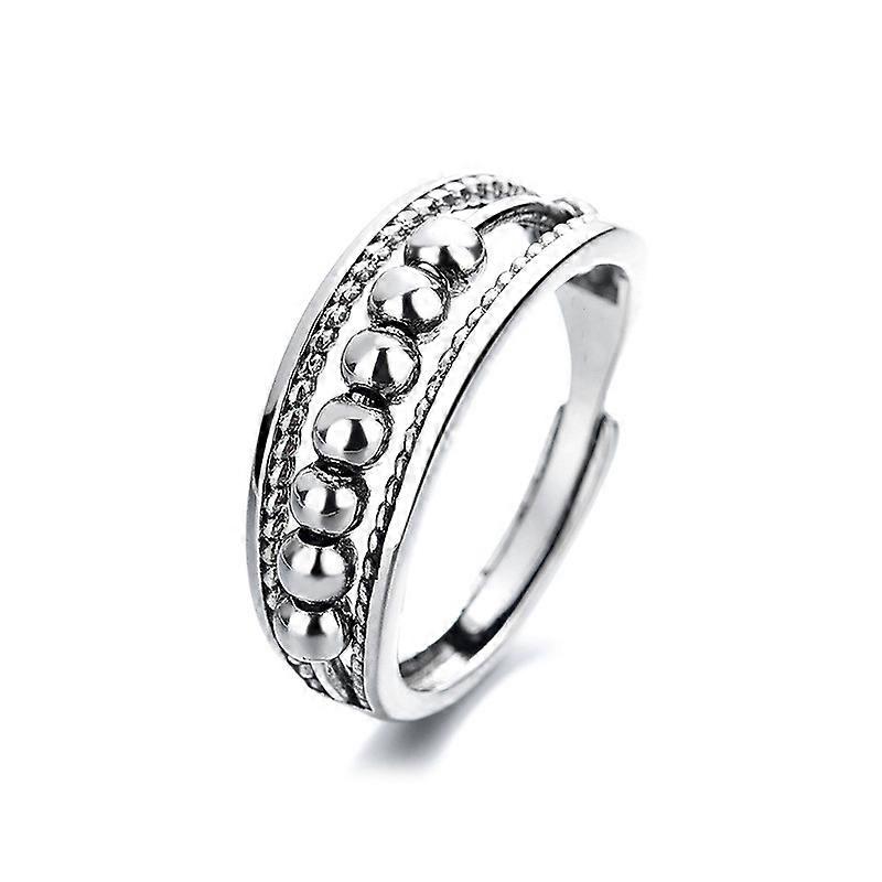 Anti-stress ring with rotatable beads adjustable silver Silver Silver