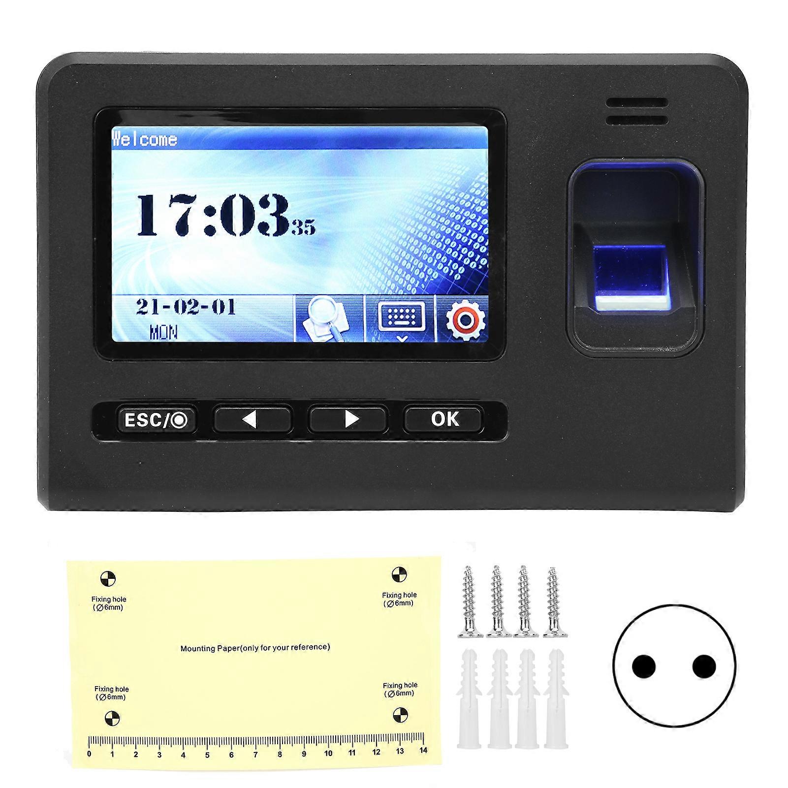 4.3in Tft Screen Time Attendance Password Fingerprint Recognition Office Clock Recorder Independent Type 110270vuk Plug