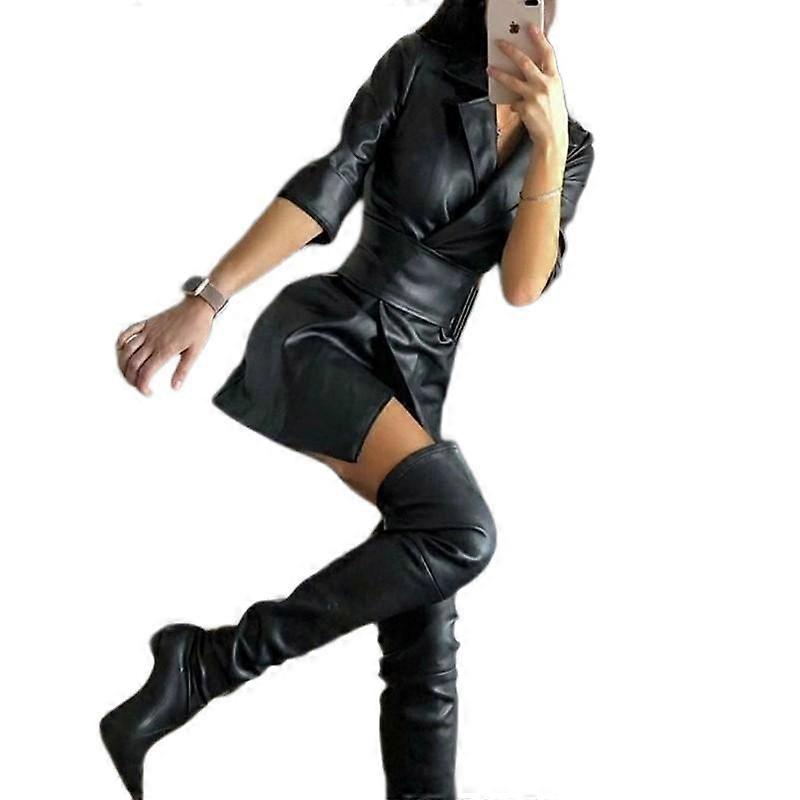 Leather Mini Blazer Dress