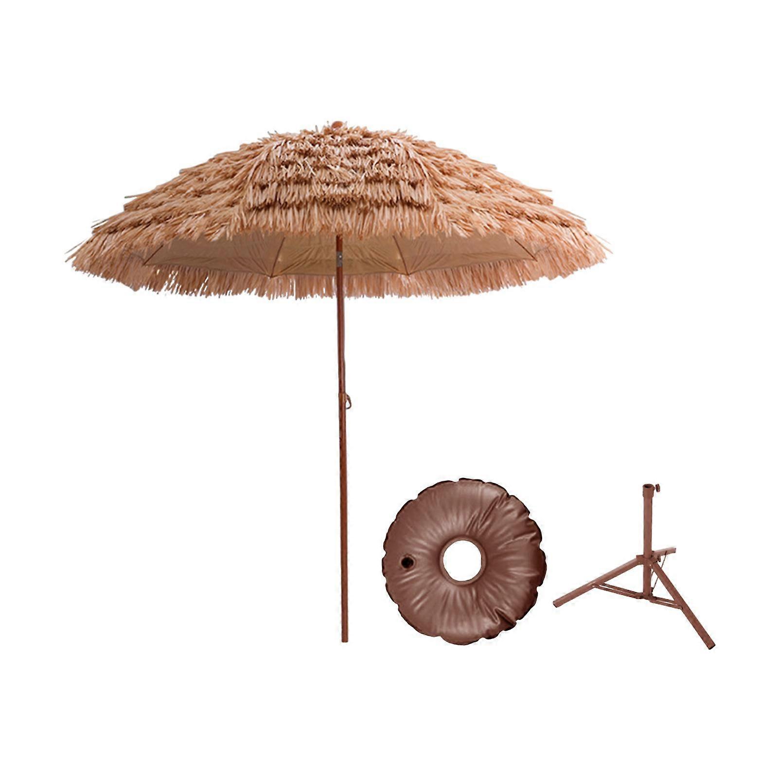 Guarda-chuva de jardim de palha simulado de 63 polegadas com guarda-chuva de pátio com base de tripé