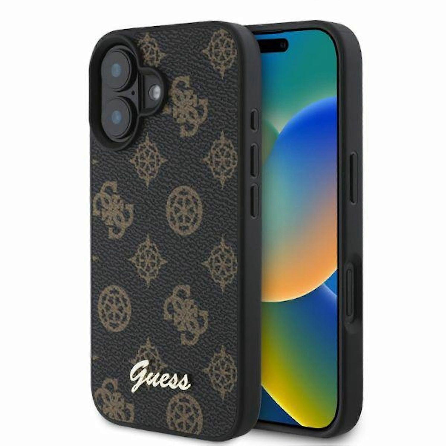 GUESS Apple iPhone 16 Plus Hardcase Peony Script MagSafe Black