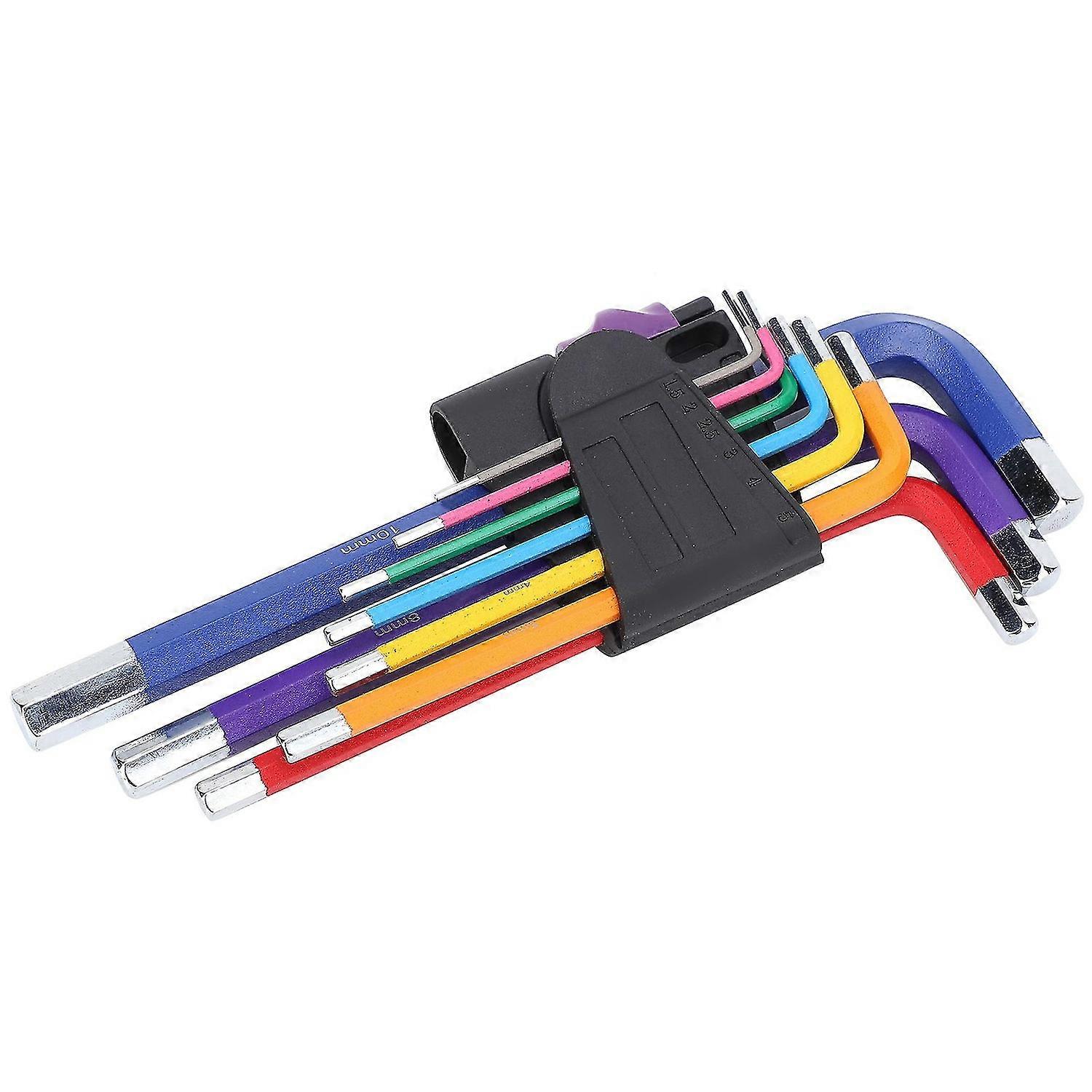 9PCS Hex Key Wrench Set, Colorful Flat-End Hex Socket Tools for Shop Maintenance, Durable Allen Wren