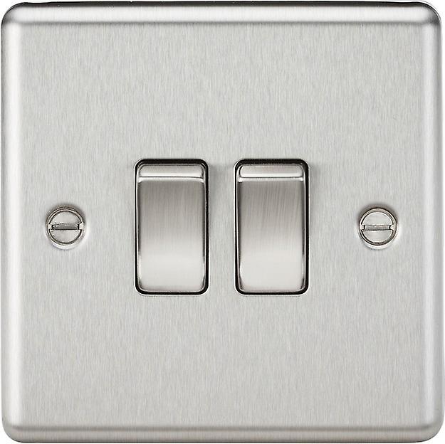 Knightsbridge 10AX 2G 2 Way Plate Switch - Rounded Edge Brushed Chrome - CL3BC