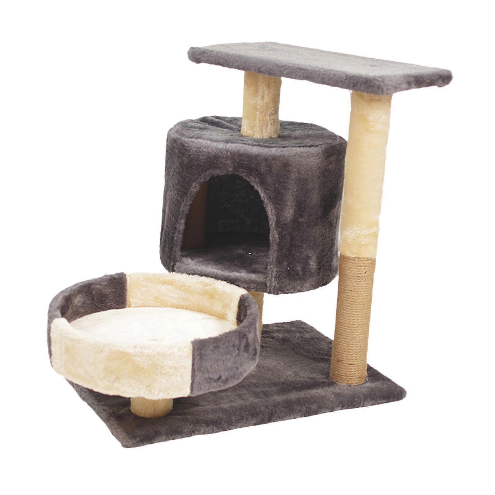Cat Tree Exercise Furniture Protector Padded Plush Perch Resting Climb Tower dark gray
