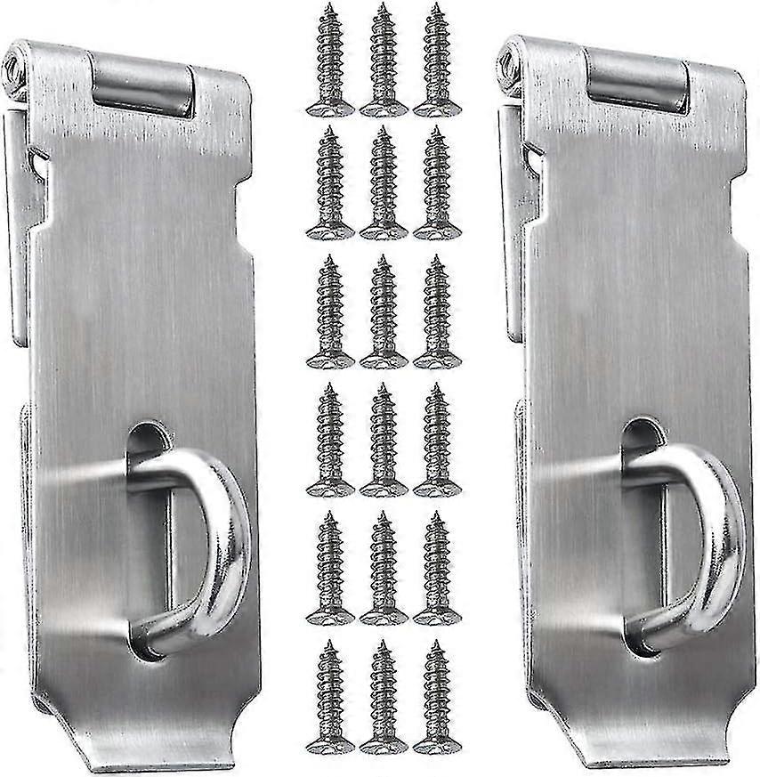 قفل قفل ، 2 عبوة من الفولاذ المقاوم للصدأ مزلاج باب مشبك قفل الباب مع مسامير لنافذة الباب المرآب حديقة فضي 4 بوصة