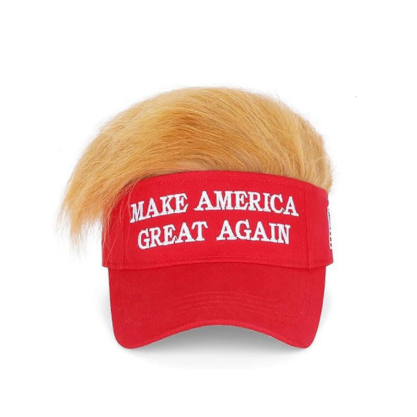 2024 Maga Hat Cap Donald Trump Hat With Gold Wig Make Keep America Great Again,100% New