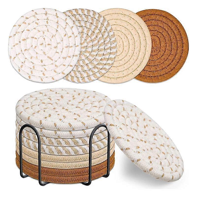 8 Pcs Drink Coasters with Holder, 4 Colors Absorbent Coasters,A